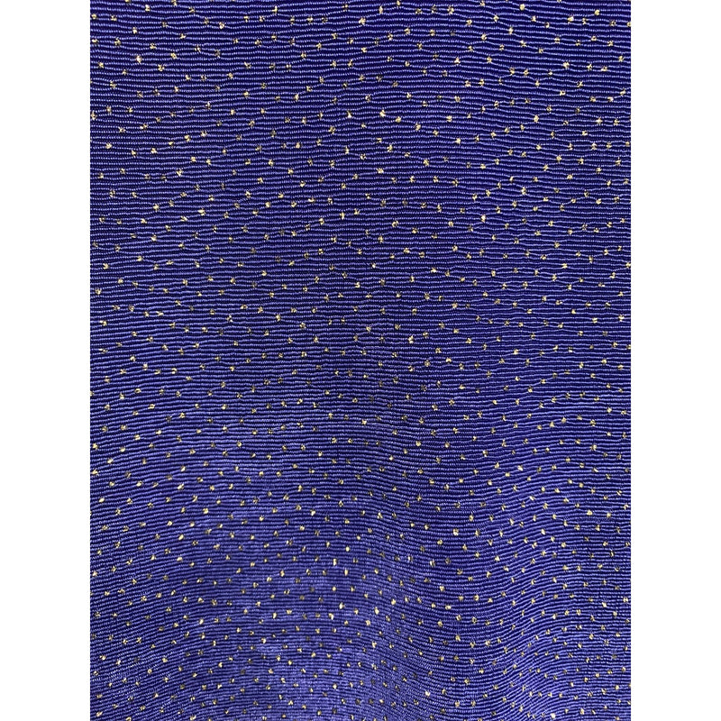 Vintage Nina Piccalino Blue A-Line Dress W/ Glitter Accents and Purple Lining Made In USA Short Sleeves Womens M