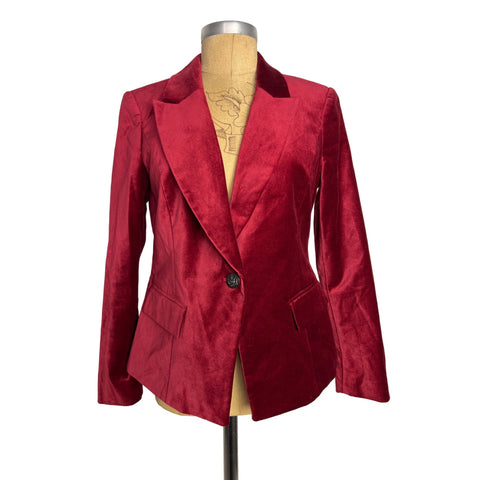 White Black Velvet Editor Blazer Deep Red Women' Jacket