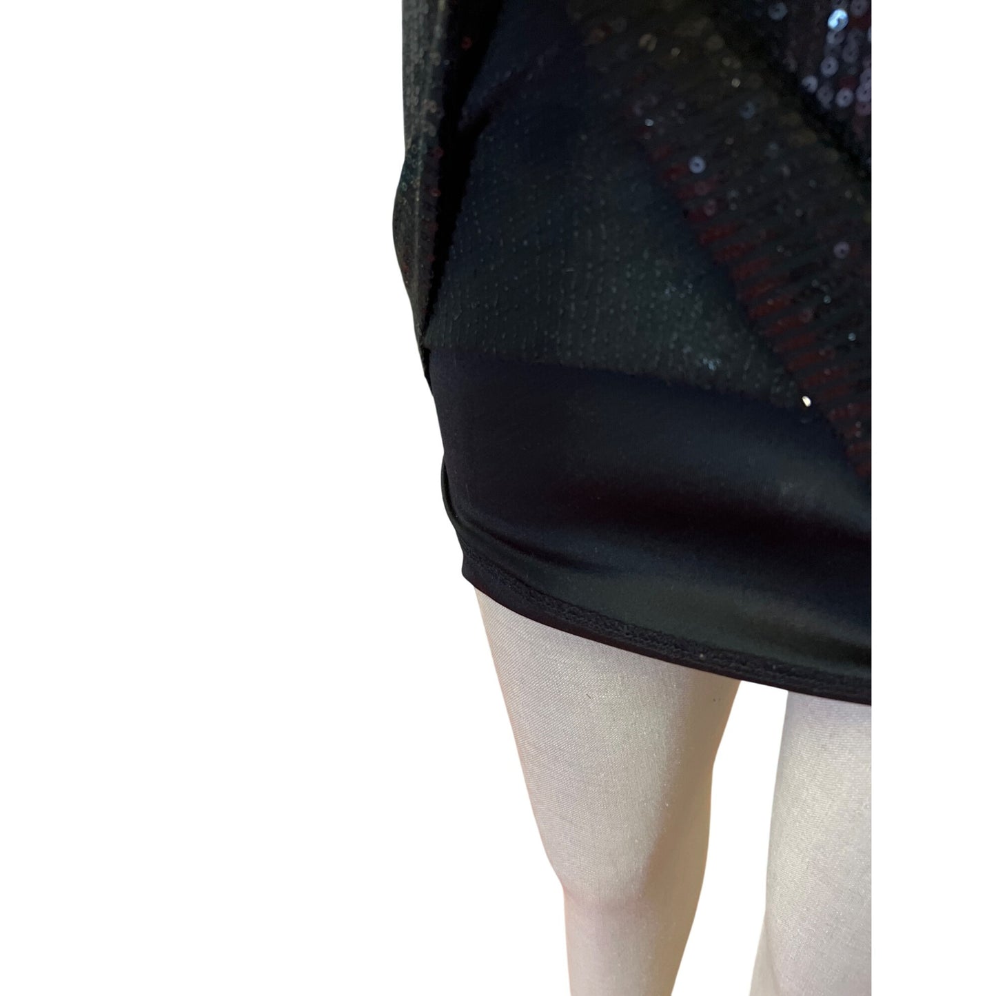 Forever 21 Black Sequin Long Sleeve Bodycon Mini Dress LBD Prom Homecoming