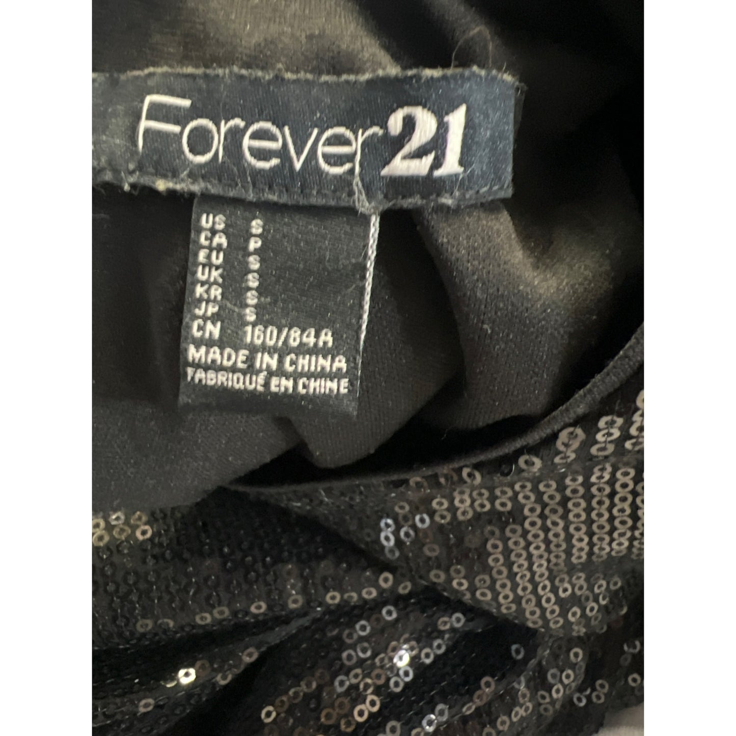 Forever 21 Black Sequin Long Sleeve Bodycon Mini Dress LBD Prom Homecoming