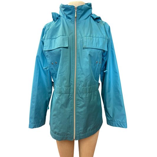 Vintage Totes Aqua Blue Jacket Lightweight Raincoat Jacket Rain Coat Hoodie Outerwear
