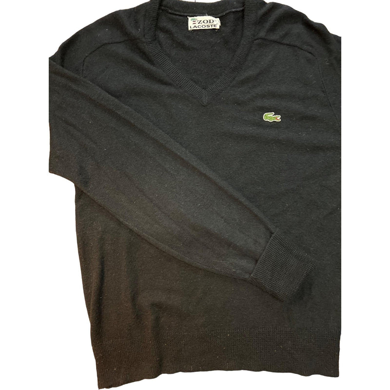 Vintage '70s-'80s Izod Lacoste V-Neck Sweater | Iconic Green Crocodile Logo | Made in USA | Fundraiser for Sustainable Fashion Education Pro