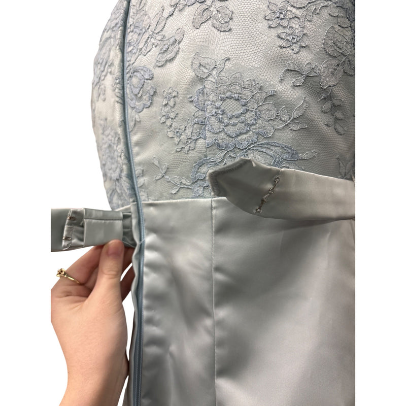 Vintage Specially Hand-Made By Marjorie Silver Lace/Satin Empire Gown Dress, Fundraiser Supports Sustainable Fashion Education