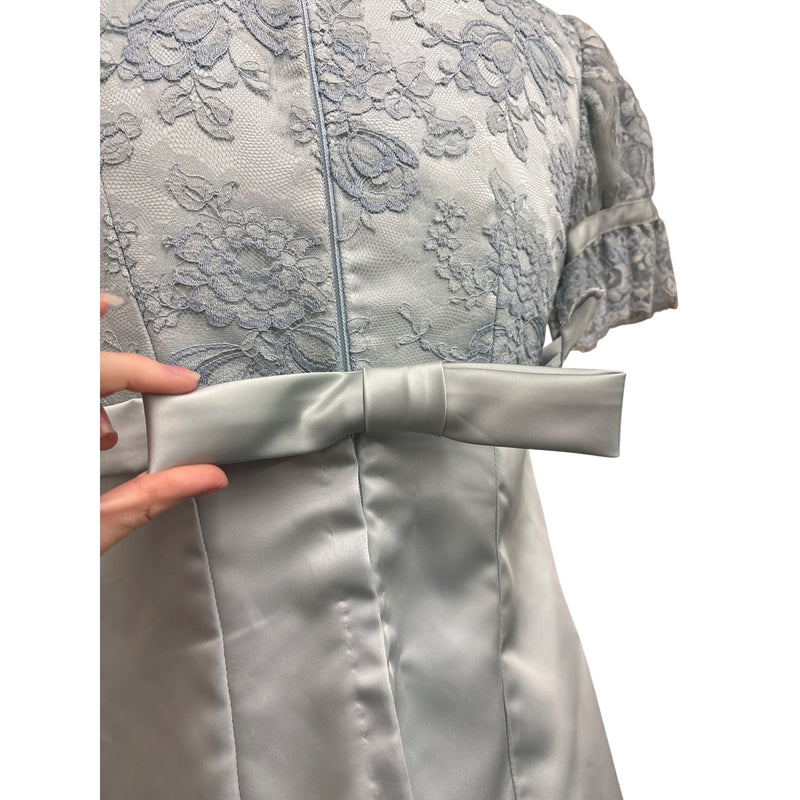 Vintage Specially Hand-Made By Marjorie Silver Lace/Satin Empire Gown Dress, Fundraiser Supports Sustainable Fashion Education