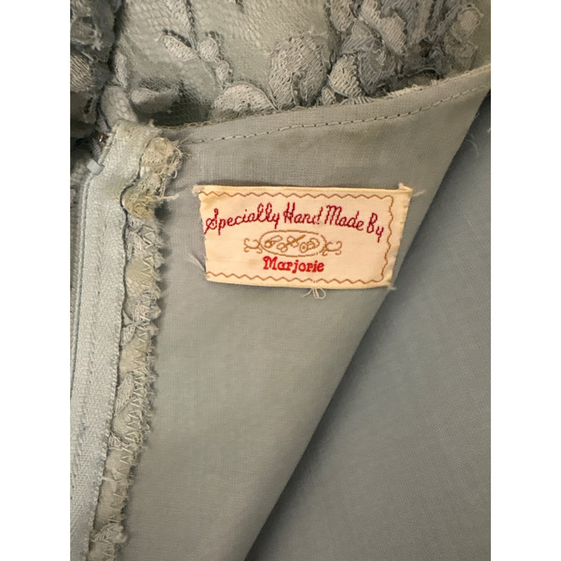 Vintage Specially Hand-Made By Marjorie Silver Lace/Satin Empire Gown Dress, Fundraiser Supports Sustainable Fashion Education
