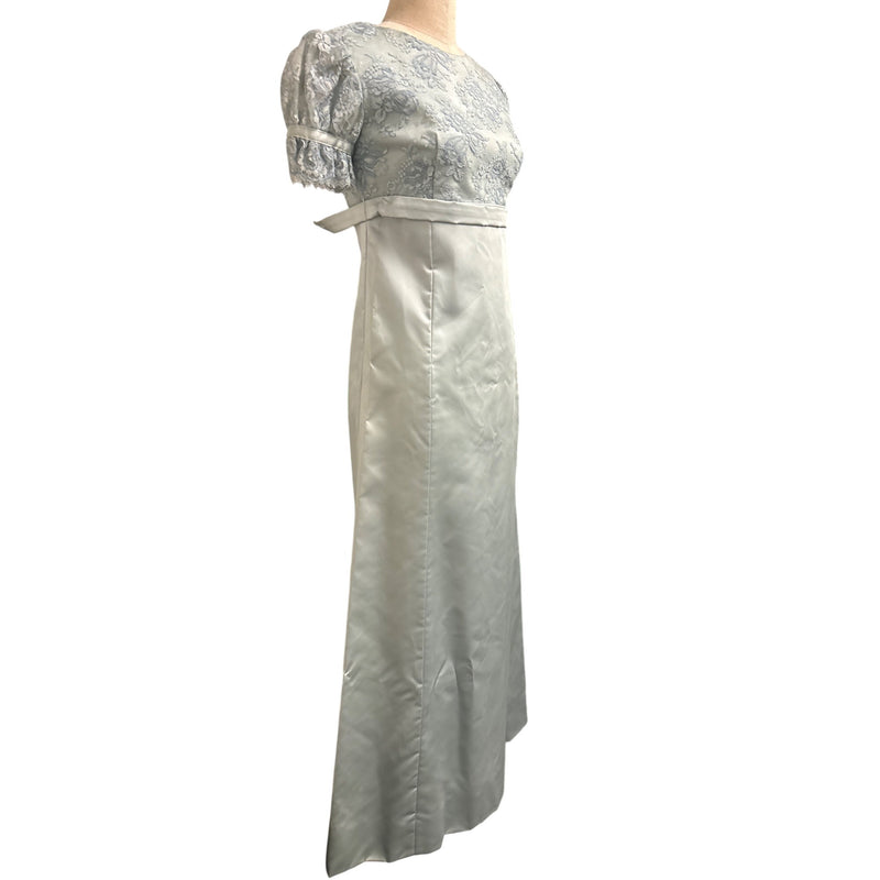 Vintage Specially Hand-Made By Marjorie Silver Lace/Satin Empire Gown Dress, Fundraiser Supports Sustainable Fashion Education