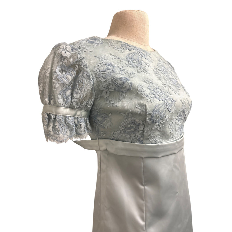 Vintage Specially Hand-Made By Marjorie Silver Lace/Satin Empire Gown Dress, Fundraiser Supports Sustainable Fashion Education
