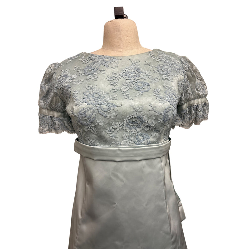 Vintage Specially Hand-Made By Marjorie Silver Lace/Satin Empire Gown Dress, Fundraiser Supports Sustainable Fashion Education