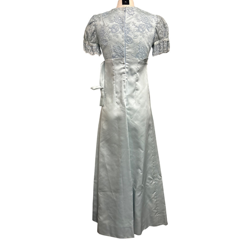 Vintage Specially Hand-Made By Marjorie Silver Lace/Satin Empire Gown Dress, Fundraiser Supports Sustainable Fashion Education