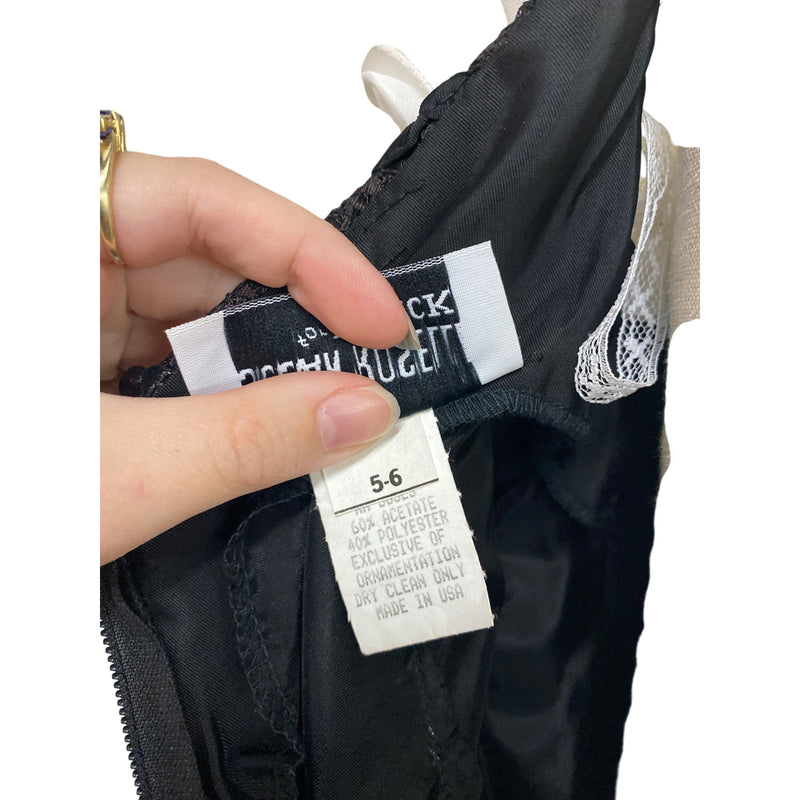 Susan Roselli For VI Jack Black Lace & White Satin Ruffle Dress