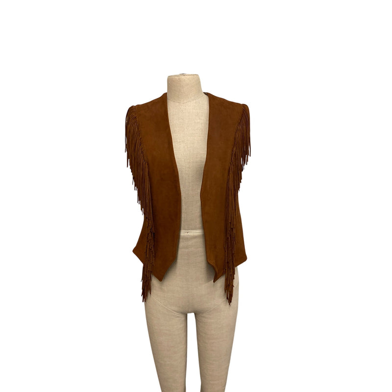 Smiths Aspen Brown Suede Fringe Vest Leather Outerwear Layer
