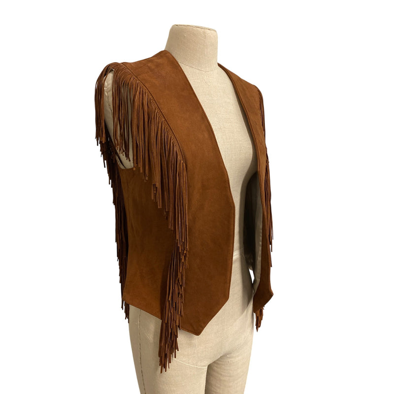 Smiths Aspen Brown Suede Fringe Vest Leather Outerwear Layer