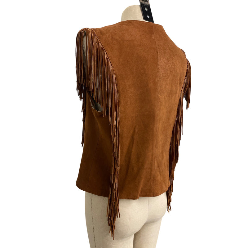 Smiths Aspen Brown Suede Fringe Vest Leather Outerwear Layer