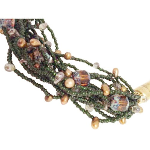 Vintage Carlisle Multi-Strand Torsade Statement Necklace Seed Beads Baroque Pearls Crystal Accents Fundraiser Supports Sustainable Fashion
