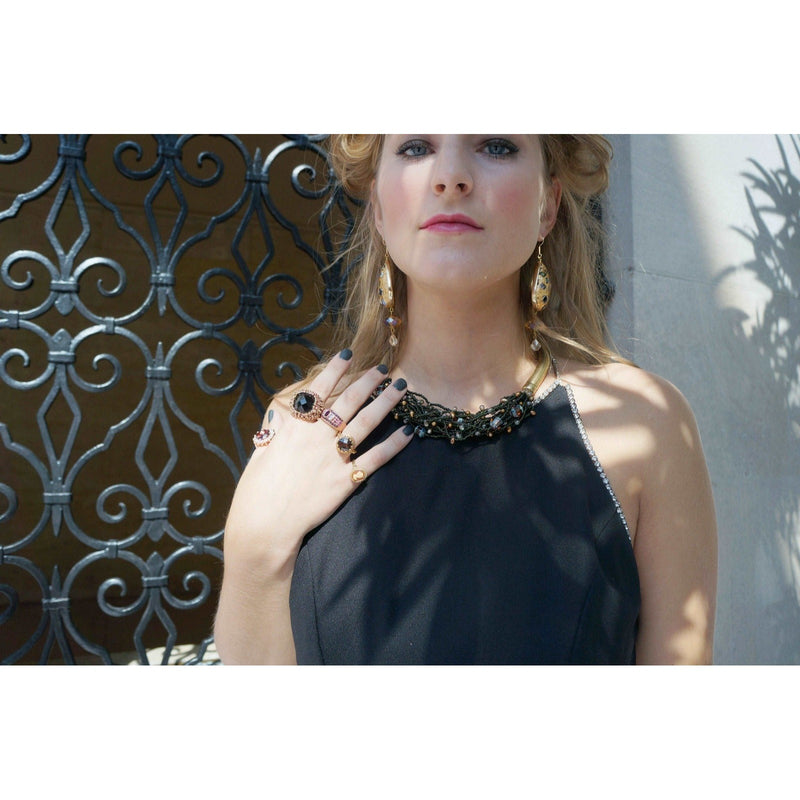 Vintage Carlisle Multi-Strand Torsade Statement Necklace Seed Beads Baroque Pearls Crystal Accents Fundraiser Supports Sustainable Fashion