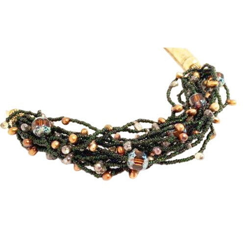 Vintage Carlisle Multi-Strand Torsade Statement Necklace Seed Beads Baroque Pearls Crystal Accents Fundraiser Supports Sustainable Fashion