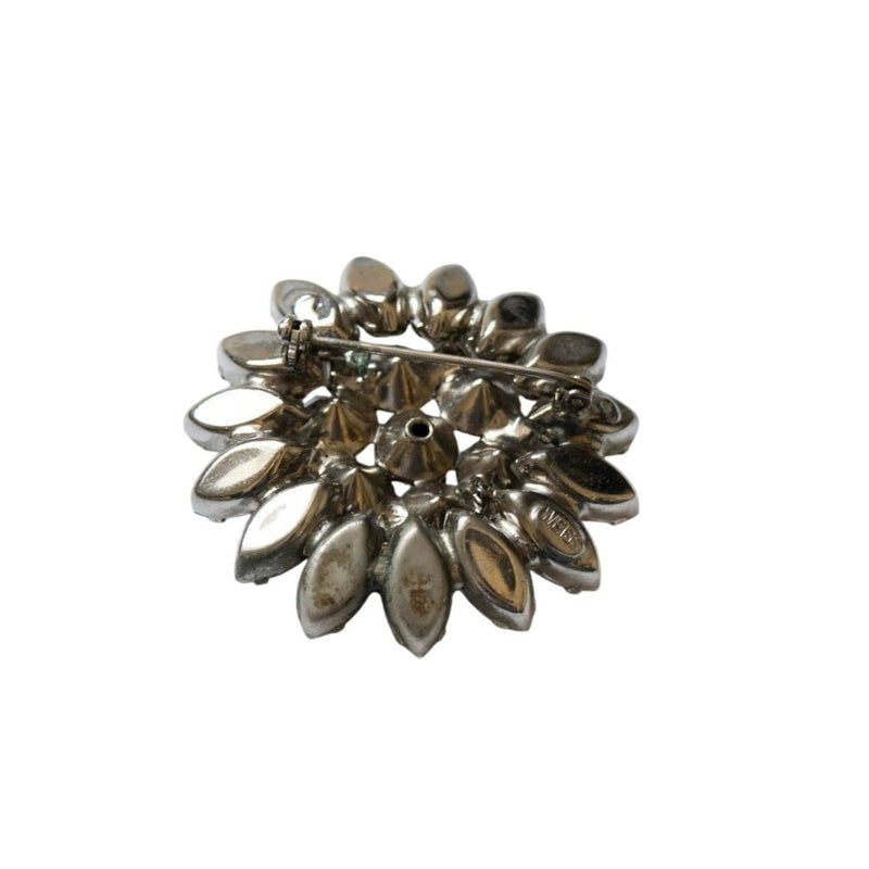 Vintage c.1950s Weiss Smoky Grey Rhinestone Sunflower Brooch Dimensional Tiered Petals 2" Diameter Fundraiser Supports Sustainable Fashion