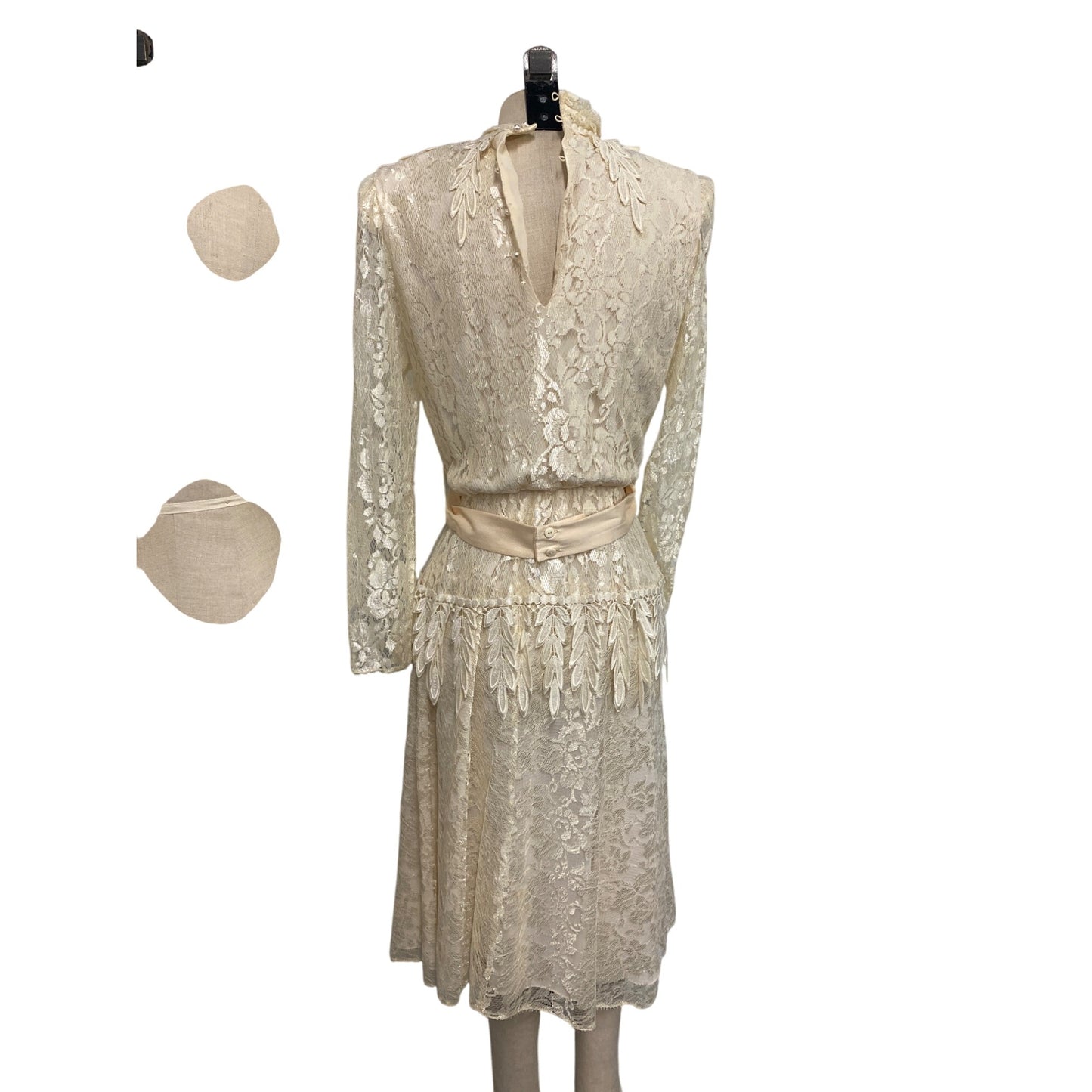 Vintage Ivory Lace High Neck Midi Dress By Ursula Of Switzerland 7/8