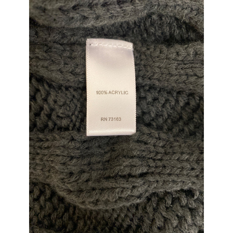 Spense Knits Chunky Knit Black Open Cardigan Shrug With Ruffle Trim & Tie Closure