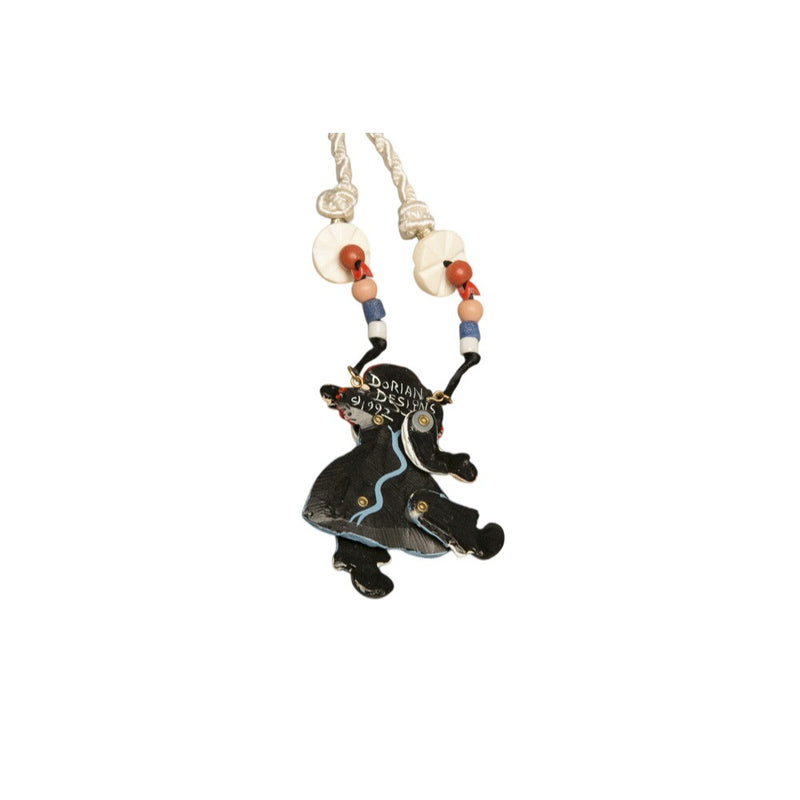 Rare 1992 Signed Dorian Designs Hand-Painted Articulated Raggedy Ann Necklace Hand-Carved Studio Art Fundraiser Supports Sustainable Fashion