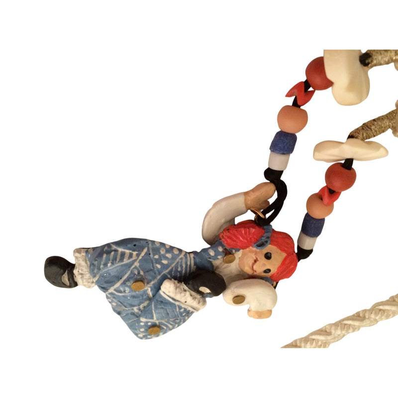 Rare 1992 Signed Dorian Designs Hand-Painted Articulated Raggedy Ann Necklace Hand-Carved Studio Art Fundraiser Supports Sustainable Fashion