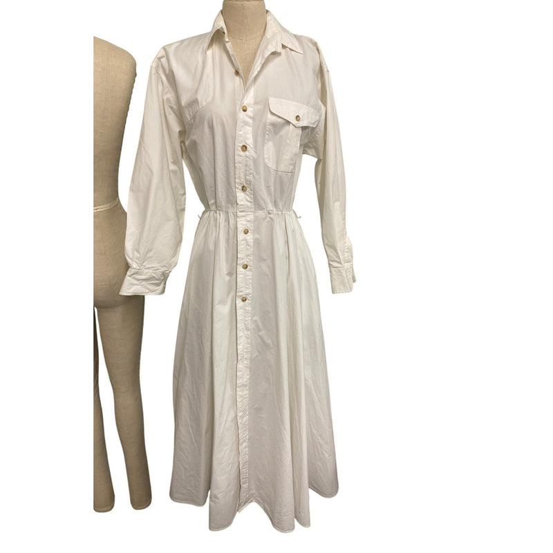 Ralph Lauren White Long-Sleeve Shirt Dress Button-Down A-Line
