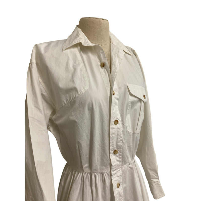 Ralph Lauren White Long-Sleeve Shirt Dress Button-Down A-Line