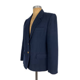 Evan Picone Petites 100% Wool Blazer Dark Navy Blue Jacket Authentic Vintage Union Made in USA