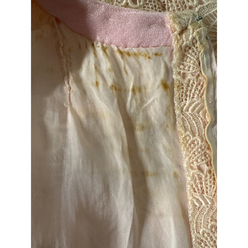 Vintage Handmade Blush Pink Lace Short Sleeve Sheath Dress Scalloped Hem, Fundraiser for Sustainable Fashion Education Program