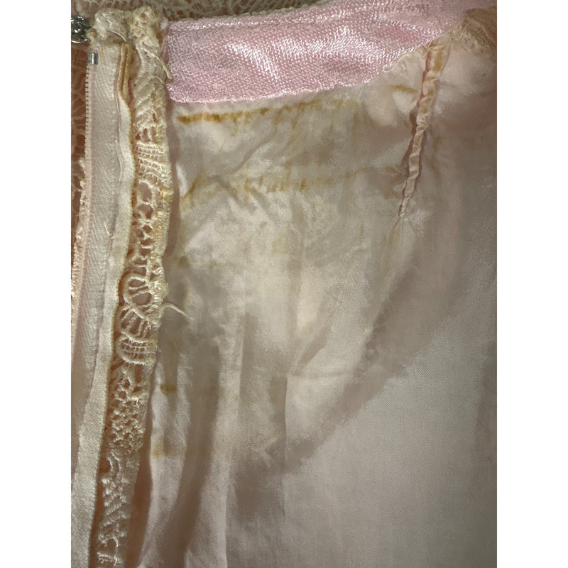 Vintage Handmade Blush Pink Lace Short Sleeve Sheath Dress Scalloped Hem, Fundraiser for Sustainable Fashion Education Program