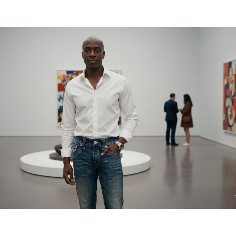 Rock Revival Mens Distressed Jean Pant Boot Cut Denim Jeans Super Cool