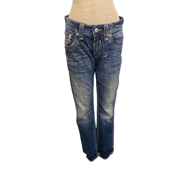 Rock Revival Mens Distressed Jean Pant Boot Cut Denim Jeans Super Cool