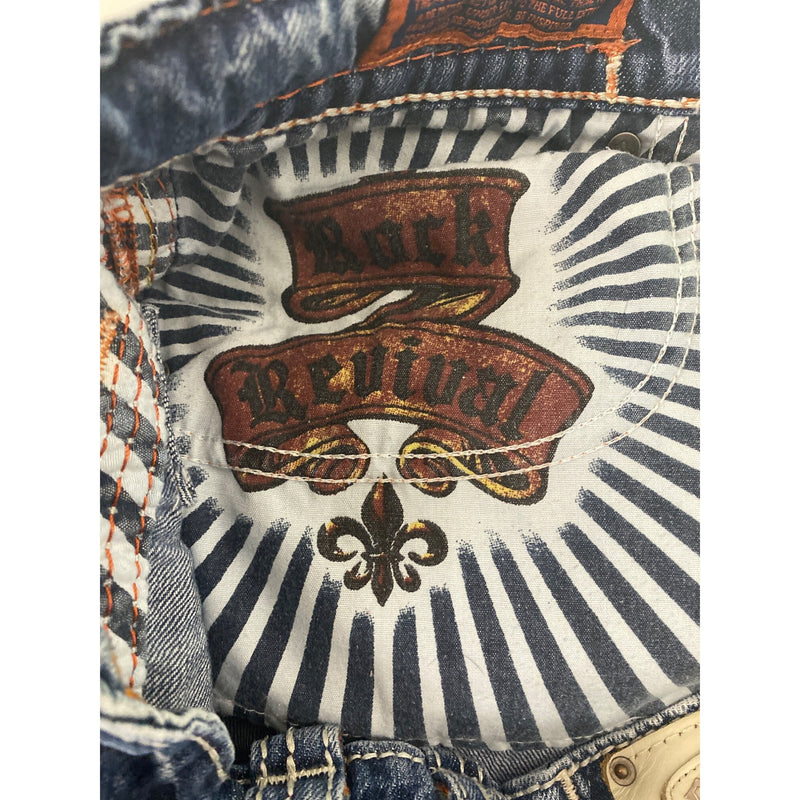 Rock Revival Mens Distressed Jean Pant Boot Cut Denim Jeans Super Cool