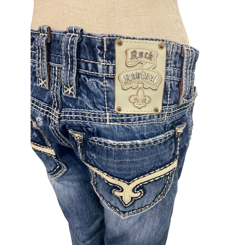 Rock Revival Mens Distressed Jean Pant Boot Cut Denim Jeans Super Cool