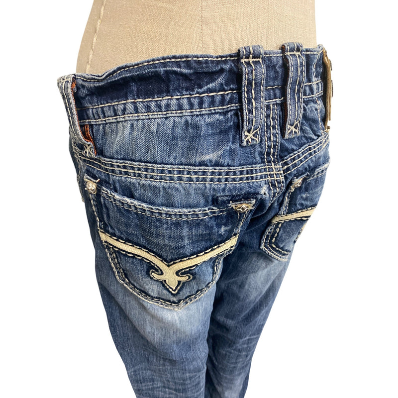 Rock Revival Mens Distressed Jean Pant Boot Cut Denim Jeans Super Cool