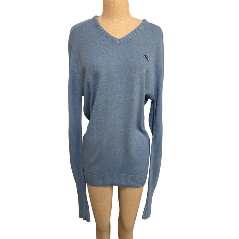 Vintage '70s-'80s Izod Lacoste V-Neck Sweater | Sky Blue | Iconic Crocodile Logo | Made in USA | Fundraiser for Sustainable Fashion Educatio