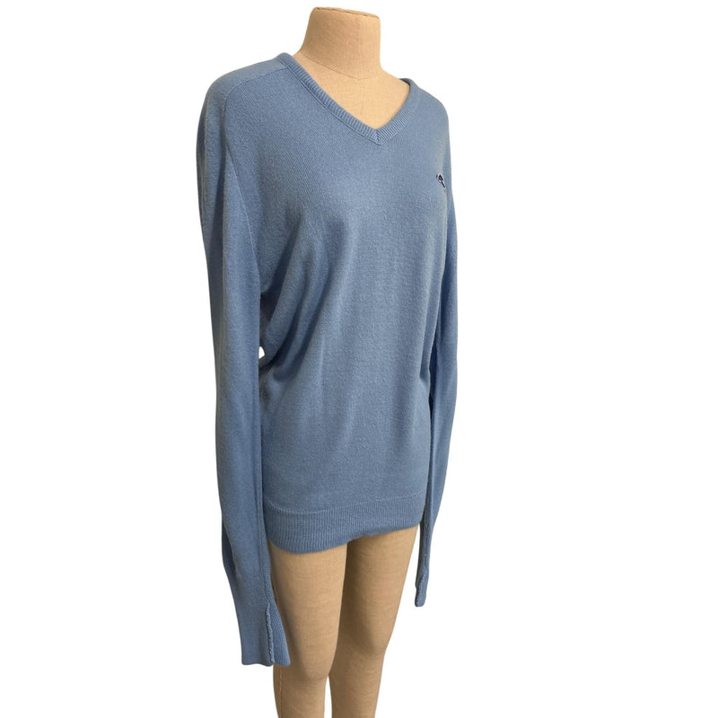 Vintage '70s-'80s Izod Lacoste V-Neck Sweater | Sky Blue | Iconic Crocodile Logo | Made in USA | Fundraiser for Sustainable Fashion Educatio