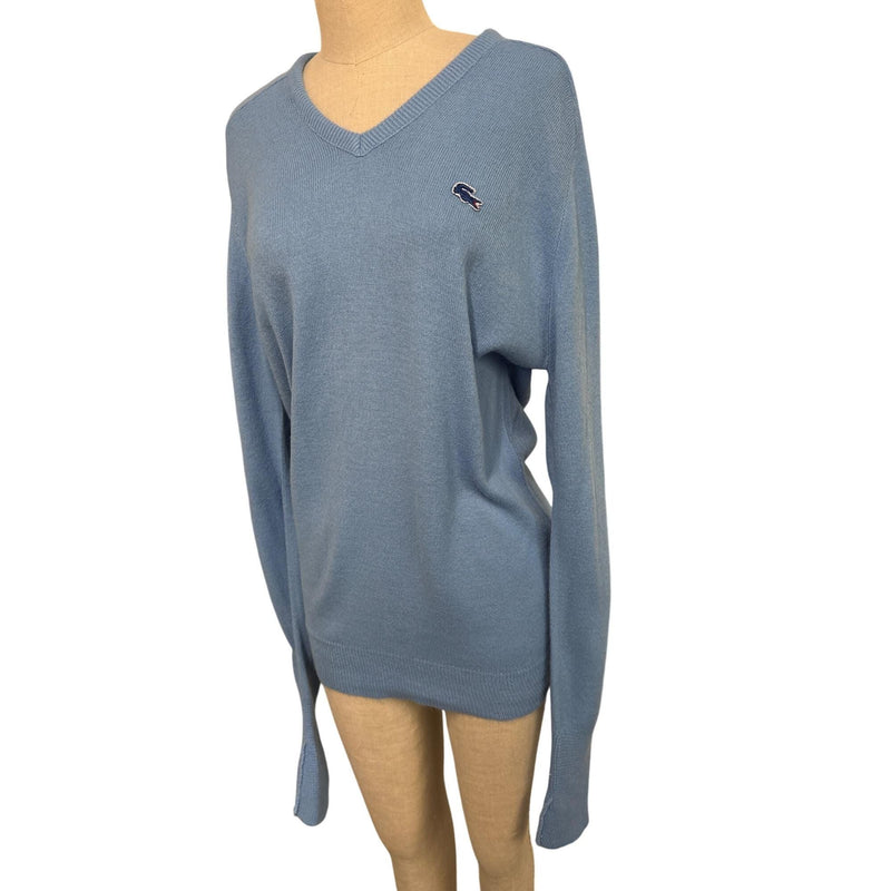 Vintage '70s-'80s Izod Lacoste V-Neck Sweater | Sky Blue | Iconic Crocodile Logo | Made in USA | Fundraiser for Sustainable Fashion Educatio