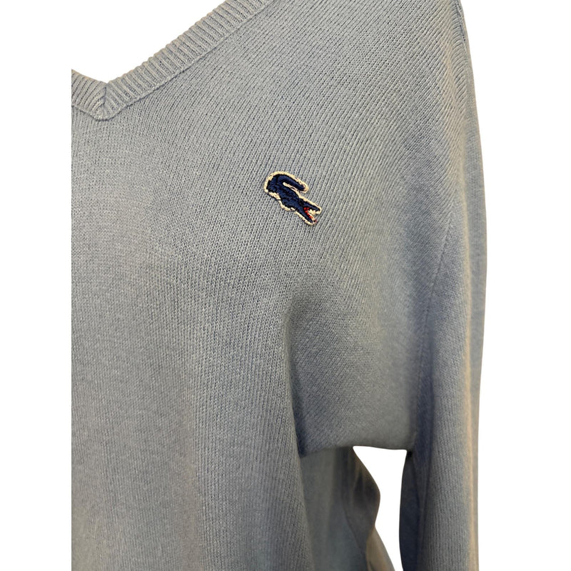 Vintage '70s-'80s Izod Lacoste V-Neck Sweater | Sky Blue | Iconic Crocodile Logo | Made in USA | Fundraiser for Sustainable Fashion Educatio