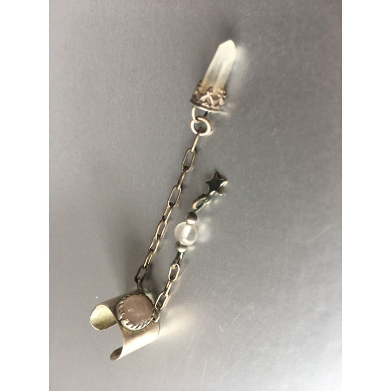 Vintage 70s Artisan Handcrafted Jewelry Crystal Star Ear Cuff Single Earrings Vintage Jewelry