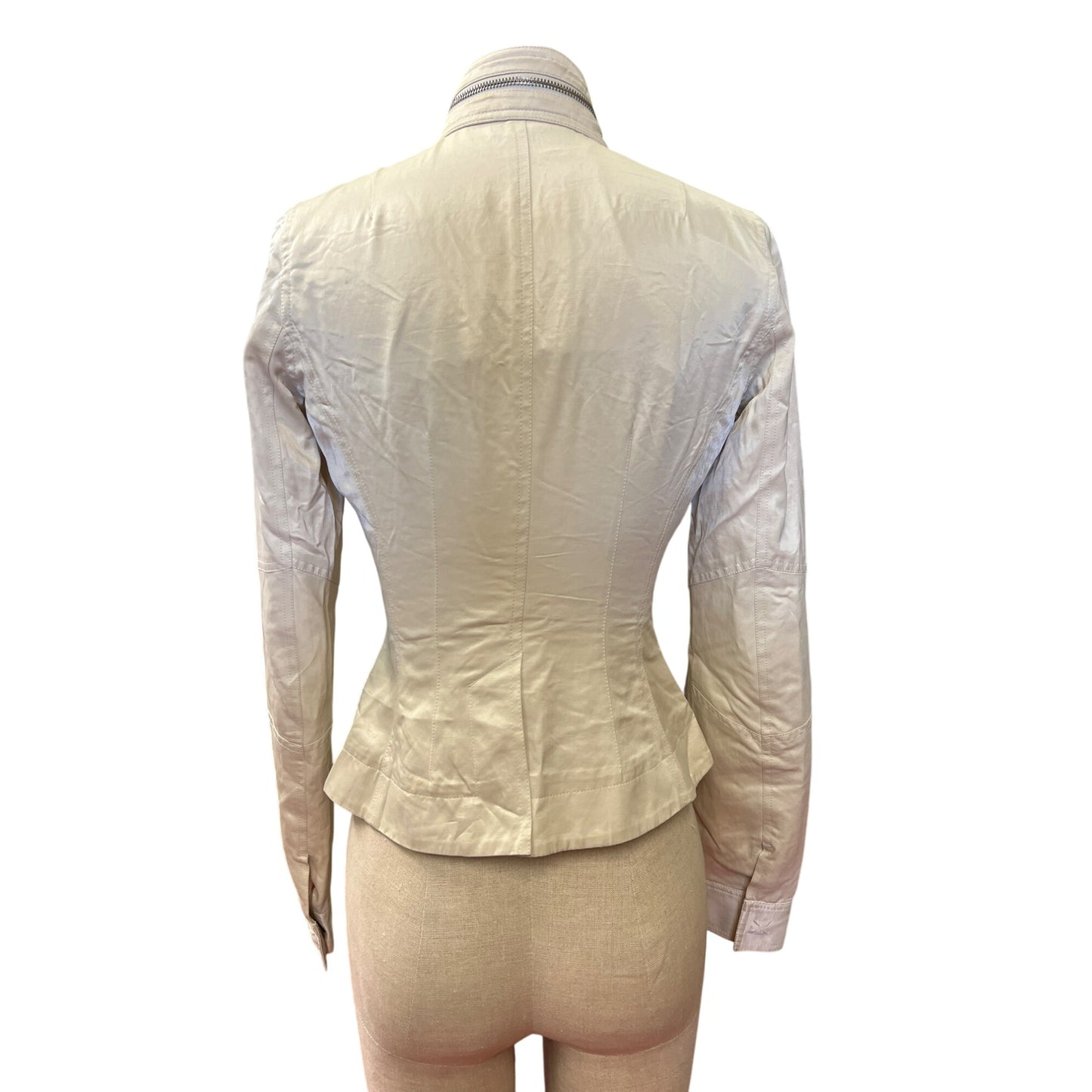 Express XS Cream Faux Leather Moto Jacket