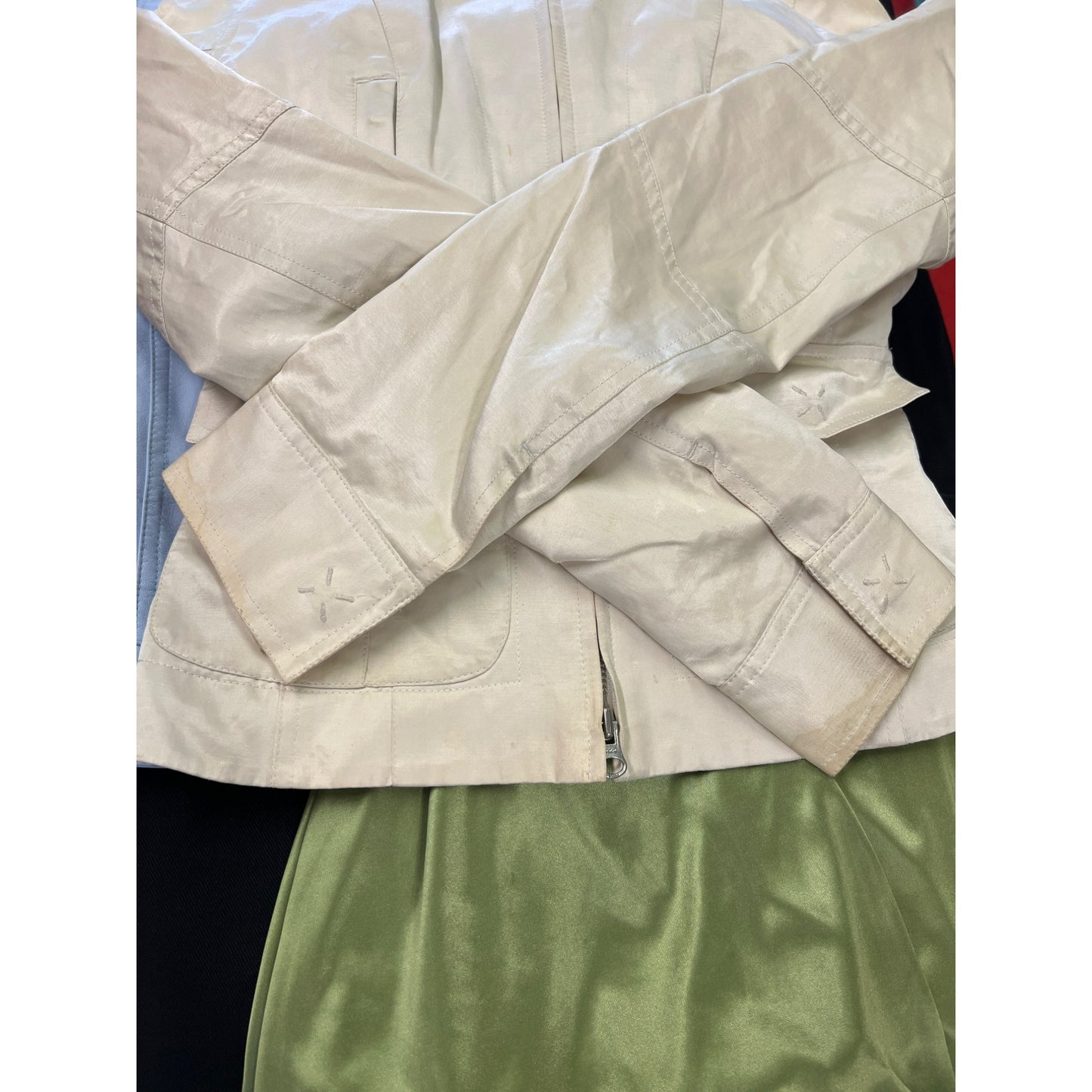Express XS Cream Faux Leather Moto Jacket