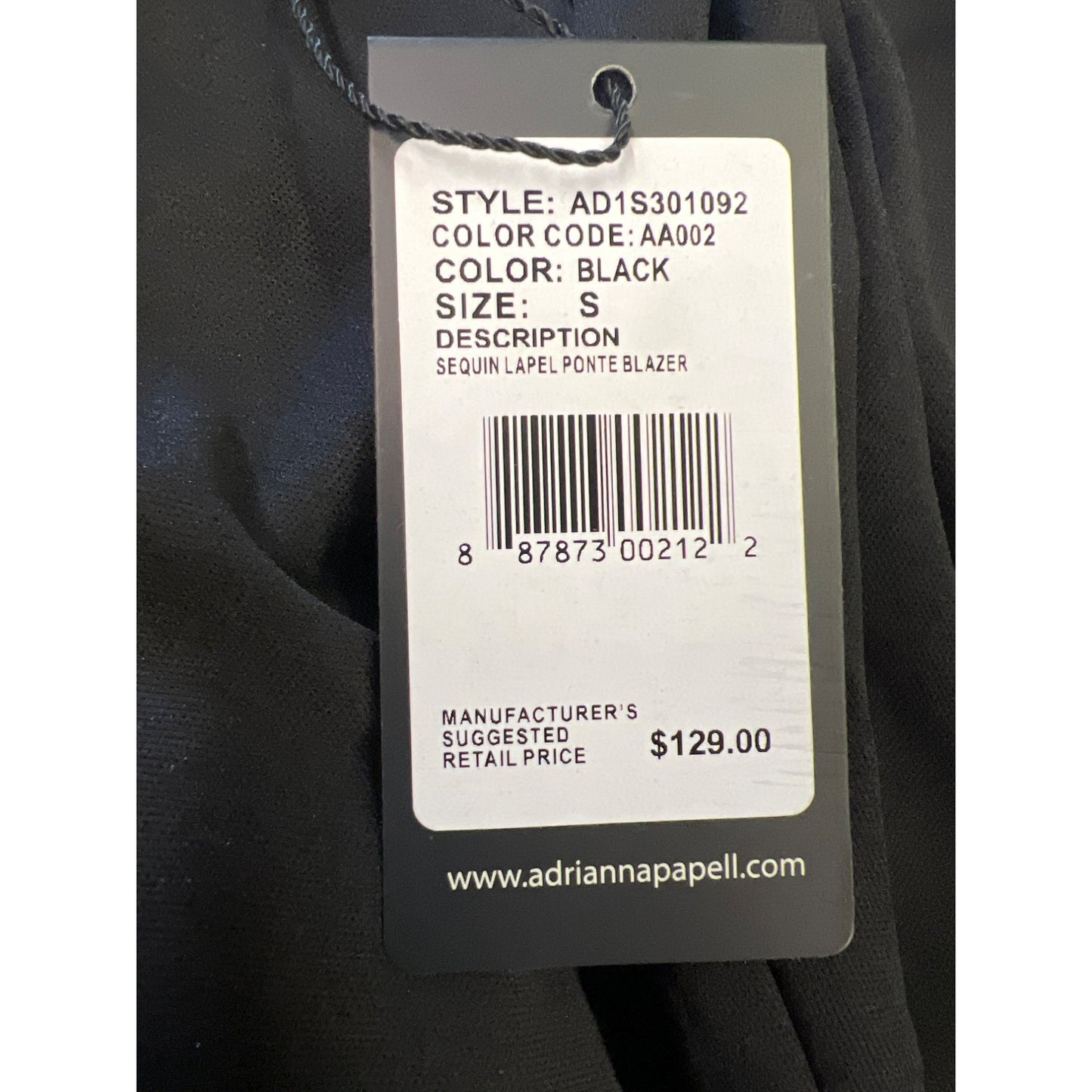 Adrianna Papell Sequin Lapel Ponte Blazer Black Size S