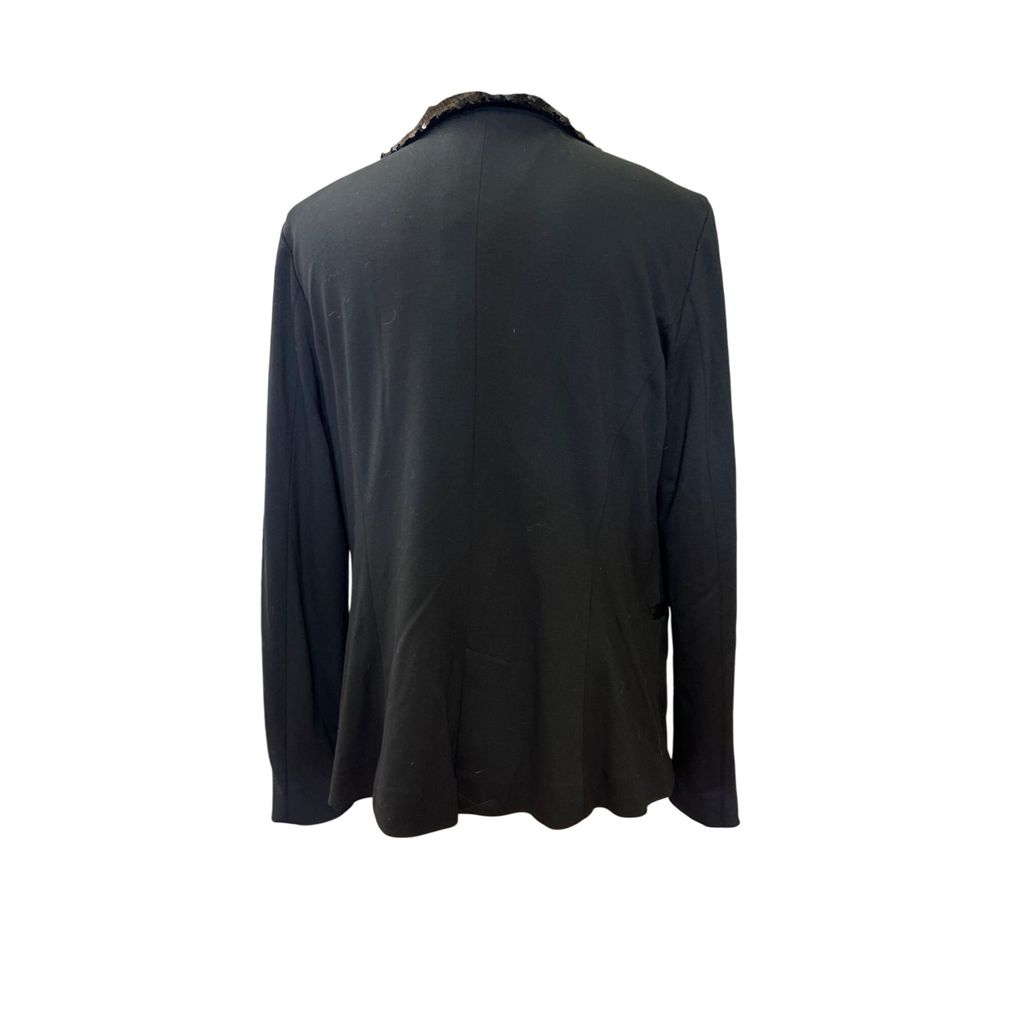 Adrianna Papell Sequin Lapel Ponte Blazer Black Size S