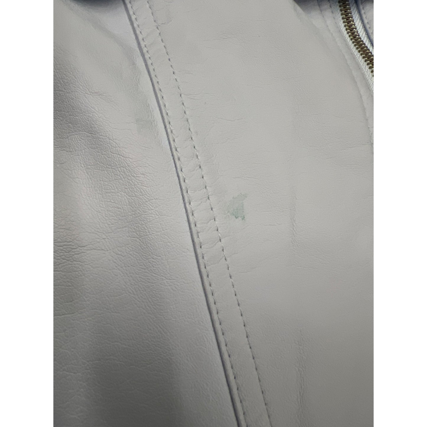 Justice Light Blue Faux Leather Moto Jacket Girls 18/20 With Silver Accents & Zipper Details