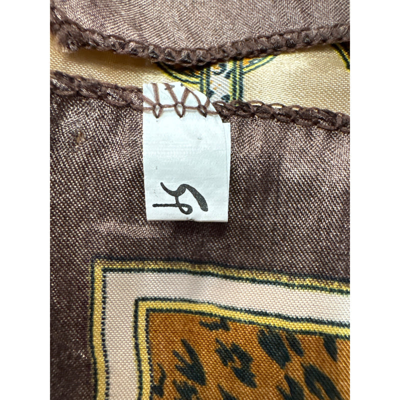 Vintage Chun Print Chain Animal Square Wrap Pocket Scarf With Metallic Shine Soft Satin Feel