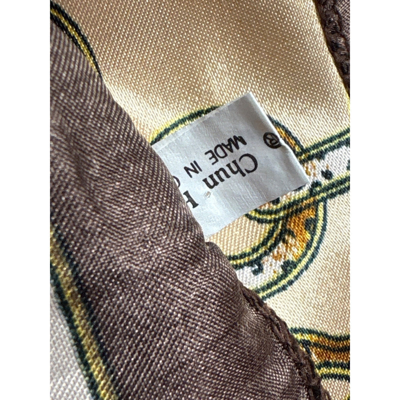 Vintage Chun Print Chain Animal Square Wrap Pocket Scarf With Metallic Shine Soft Satin Feel