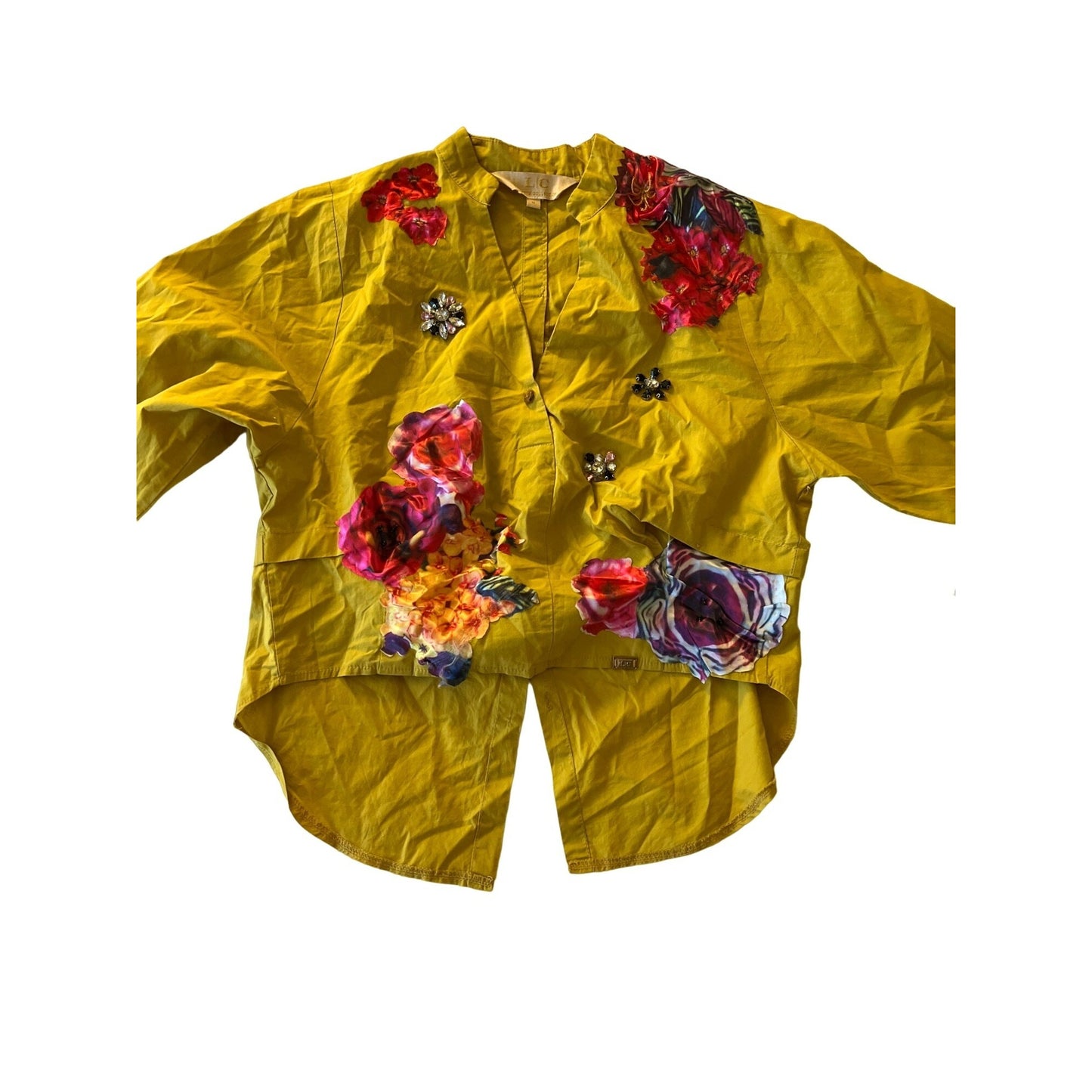 Lizette Collection Hand-Embroidered Upcycled Floral Blouse