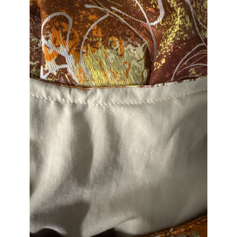 Vintage Handmade Floral Print Brown Dress With V-Neck and 3/4 Sleeves Fundraiser for Sustainable Fashion Education Program