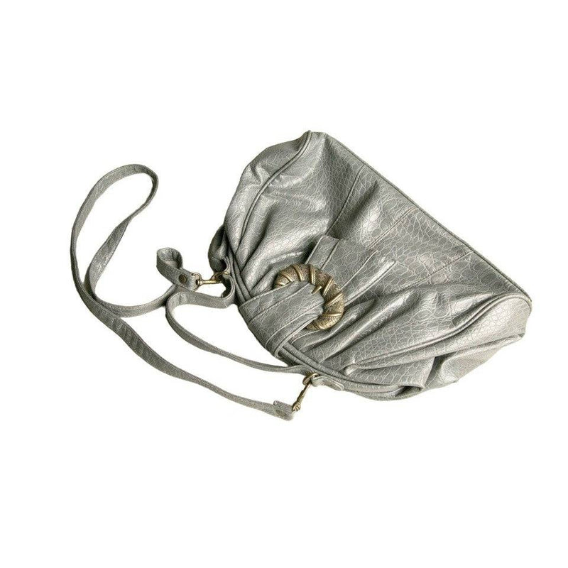 Rivage Vintage Handbag Gray Faux Leather Satchel Bag Shoulder Strap Crossbody